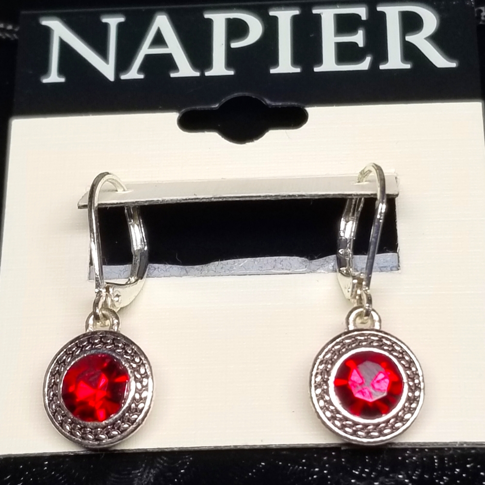 Napier Womens Vintage Ruby Red Wedding Bridesmaid Taylor Swift Inspired Earrings
